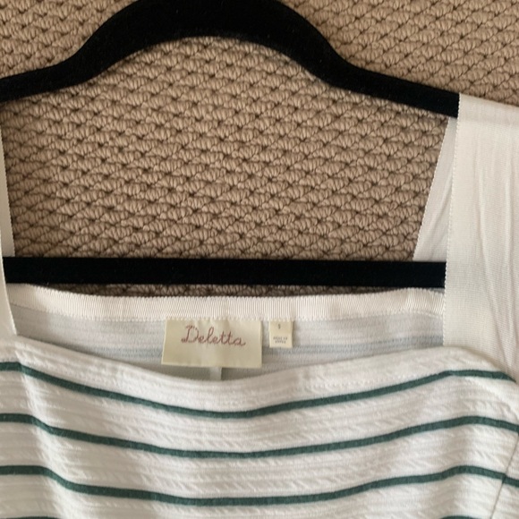 Deletta Green and White Striped Peplum Tank - Picture 5 of 5